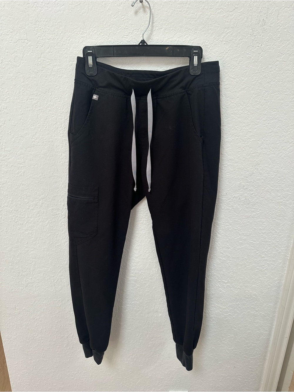 Figs Men's Black Jogger Pants with White Drawstring